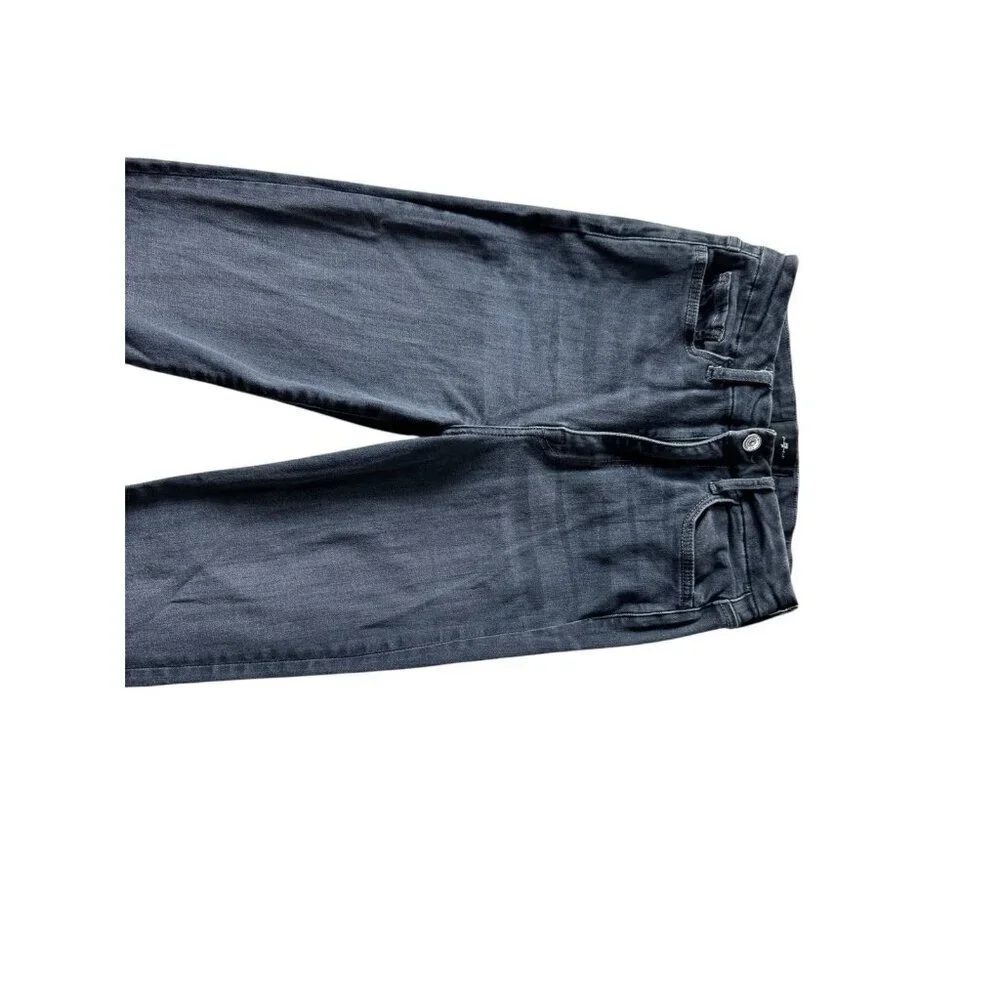 7 For All Mankind Black Ultra High Rise Skinny Boot Cut Denim Jean Size 25 - Picture 6 of 13
